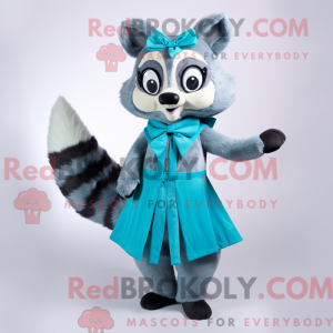 Cyan Raccoon mascot costume...
