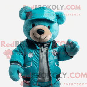 Turquoise Teddy Bear mascot...