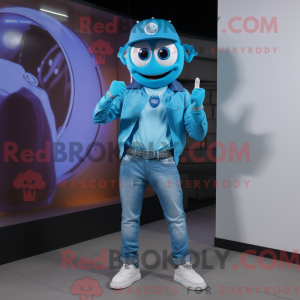 Blue Gyro mascot costume...