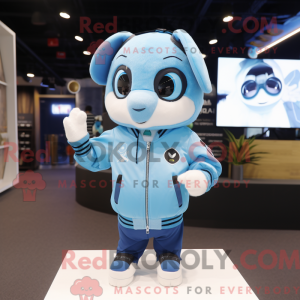 Sky Blue Ray mascot costume...