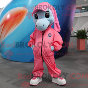 Pink Dolphin mascot costume...