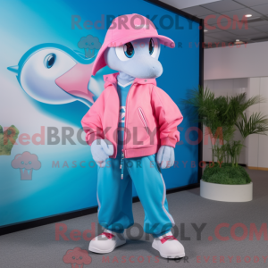 Pink Dolphin mascot costume...