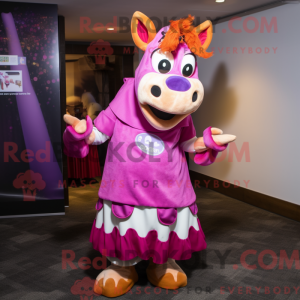 Magenta Guernsey Cow mascot...