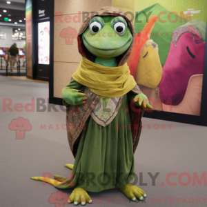 Olive Lizard mascot costume...