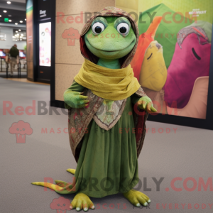 Olive Lizard maskot kostume...