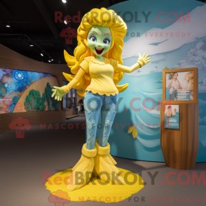 Yellow Mermaid mascot...
