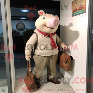Beige grise maskot kostume...