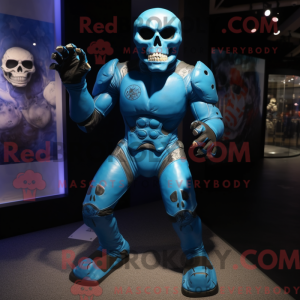 Blue Skull-maskotdraktfigur...