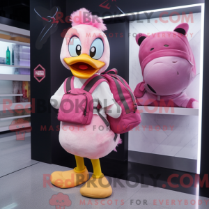 Pink Duck mascot costume...