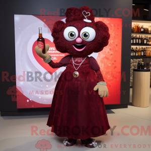 Maroon Heart maskot kostume...