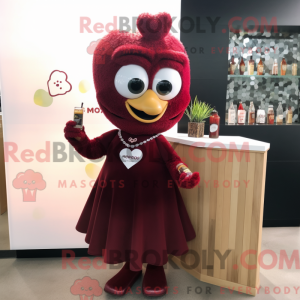 Maroon Heart mascot costume...