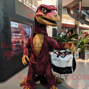 Maroon Velociraptor maskot...