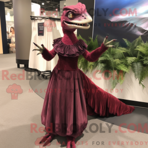 Maroon Velociraptor mascot...