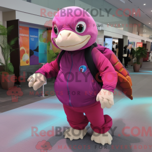 Magenta Sea Turtle mascot...