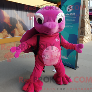Magenta Sea Turtle mascot...