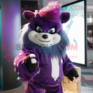 Purple Skunk mascot costume...