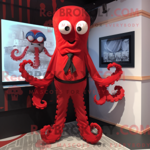 Rød Kraken maskot kostume...