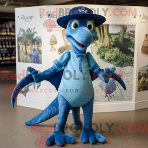 Blå Pterodactyl maskot...