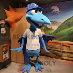 Blå Pterodactyl maskot...