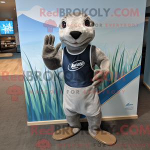 Sølv Otter maskot kostume...