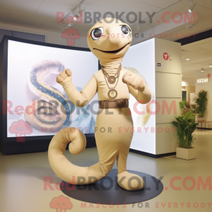 Beige Snake mascot costume...