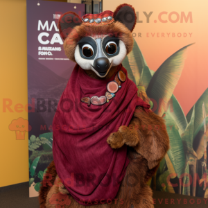 Maroon Lemur maskot kostume...