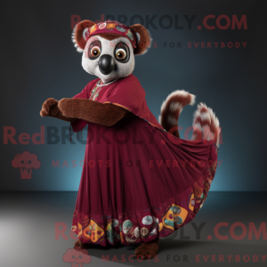 Maroon Lemur maskot kostume...