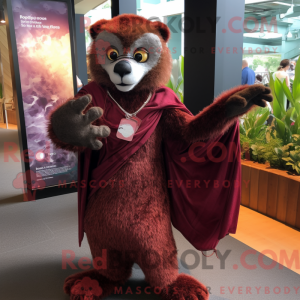 Maroon Lemur maskot kostume...