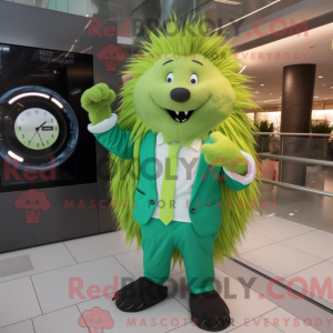 Limegrøn Porcupine maskot...