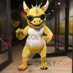 Gold Triceratops mascot...