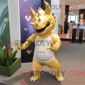 Gold Triceratops mascot...