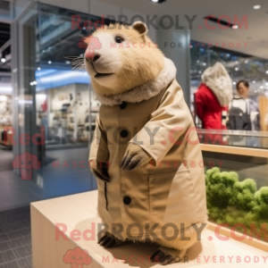 Beige Capybara maskot...