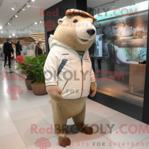 Beige Capybara maskot...