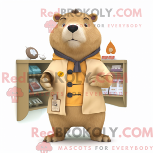 Beige Capybara maskot...