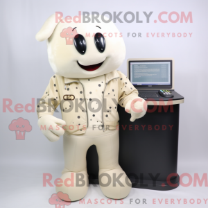 Cream Computer mascot...