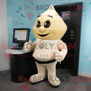 Cream datormaskot kostyme...