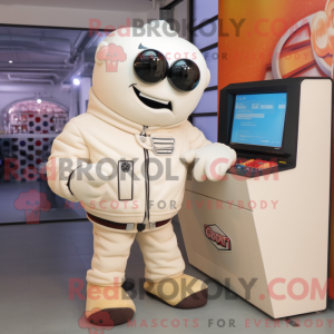 Cream datormaskot kostyme...