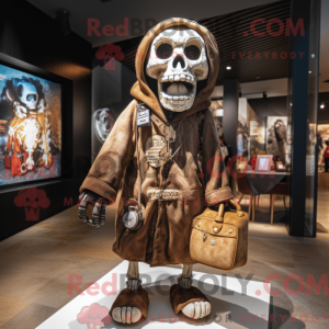 Brown Skull mascot costume...