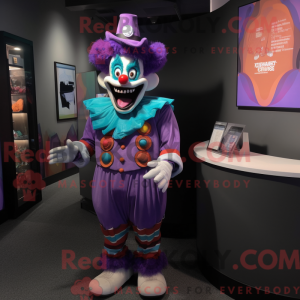 Purple Evil Clown mascot...