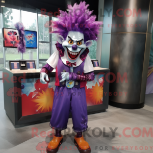 Purple Evil Clown mascot...