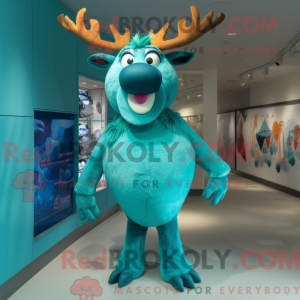 Turquoise Reindeer mascot...