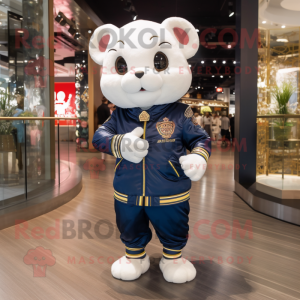 Navy Dim Sum mascot costume character dressed with a Bomber Jacket and Anklets