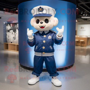 Navy Dim Sum mascot costume character dressed with a Bomber Jacket and Anklets