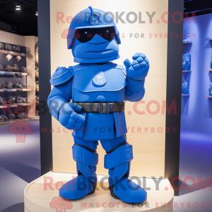 Blue Soldier maskot kostume...