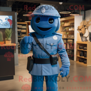 Blue Soldier mascot costume...