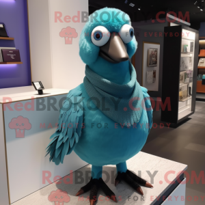 Cyan Pigeon mascot costume...