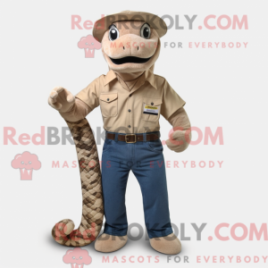 Beige Python mascot costume...