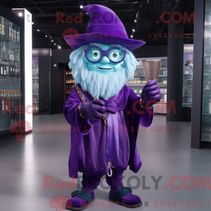 Lilla Wizard maskot kostume...