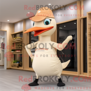 Beige spætte maskot kostume...