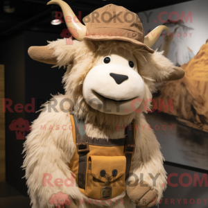 Beige Yak mascot costume...